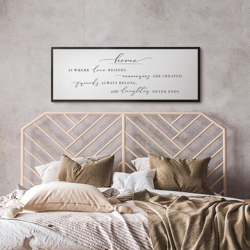 GraceView Home Is Where Love Resides Framed Canvas Wall Decor - 42"x15" Heartwarming Wall Art For Cozy Homes - Fade-resistant Print - Easy Setup In 5 Minutes - Premium Quality (Black) in Saudi Arabia