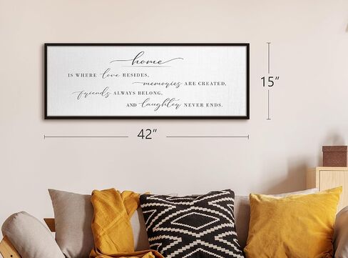 GraceView Home Is Where Love Resides Framed Canvas Wall Decor - 42"x15" Heartwarming Wall Art For Cozy Homes - Fade-resistant Print - Easy Setup In 5 Minutes - Premium Quality (Black) in Saudi Arabia