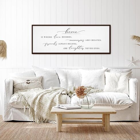 GraceView Home Is Where Love Resides Framed Canvas Wall Decor - 42"x15" Heartwarming Wall Art For Cozy Homes - Fade-resistant Print - Easy Setup In 5 Minutes - Premium Quality (Black) in Saudi Arabia