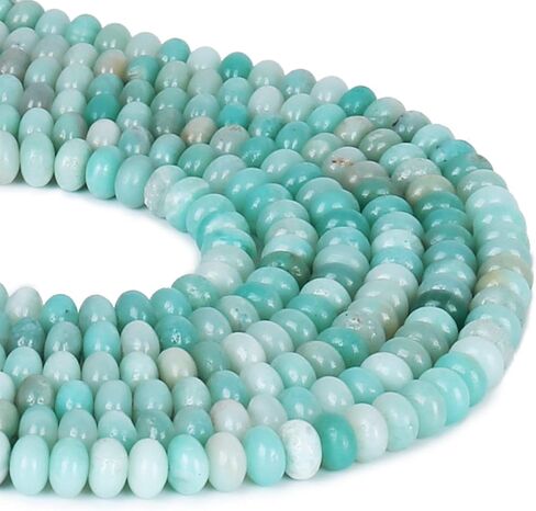 خرز ICAI 5 × 8 مم خرز من الحجر الطبيعي رونديل فاصل فضفاض خرز لصنع المجوهرات تصميم الحرف اليدوية 1 حبلا 15 بوصة APPR (أمازونيت، 5 × 8) in Kuwait