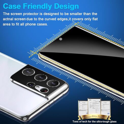 [عبوة من قطعتين+1] واقي شاشة فائق الخصوصية لهاتف Galaxy S21، زجاج مقسى 9H، دعم بصمات الأصابع بالموجات فوق الصوتية، منحني ثلاثي الأبعاد، غشاء شفاف عالي الدقة مضاد للتجسس لواقي شاشة زجاجي Samsung S21 Ultra 5G in Kuwait