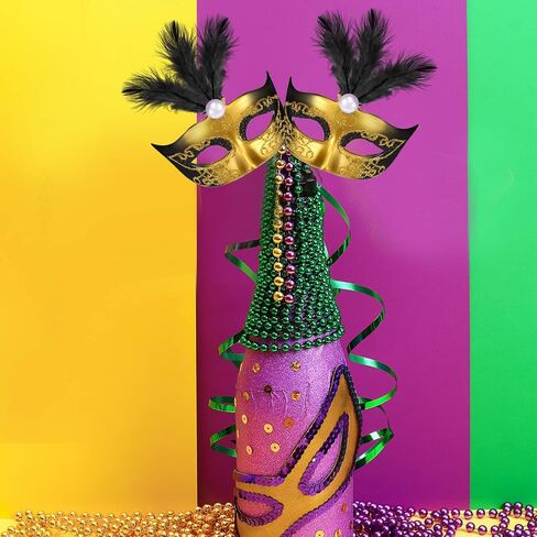 Sanwuta 72 قطعة من أقنعة Mardi Gras الصغيرة، قناع صغير لتزيين الكيك، قناع صغير لتزيين حفلات Mardi Gras (أسود) in Kuwait
