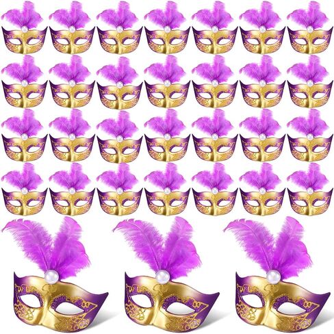 Sanwuta 72 قطعة من أقنعة Mardi Gras الصغيرة، قناع صغير لتزيين الكيك، قناع صغير لتزيين حفلات Mardi Gras (أسود) in Kuwait
