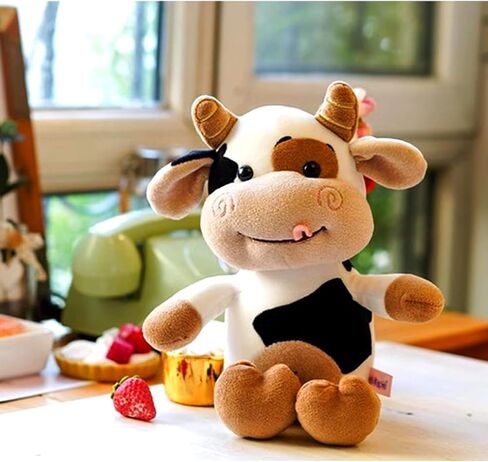 Cow Plush Toy Cow Stuffed Animal Cute Soft Plush Cow Toy Cow Doll 12 Inch for Kids,Toddlers (Black and white naked cattle) in Saudi Arabia