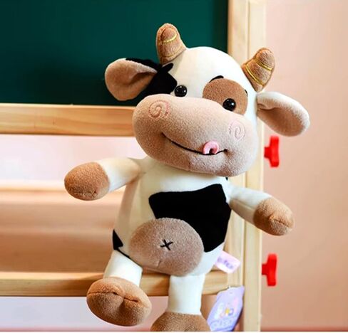 Cow Plush Toy Cow Stuffed Animal Cute Soft Plush Cow Toy Cow Doll 12 Inch for Kids,Toddlers (Black and white naked cattle) in Saudi Arabia