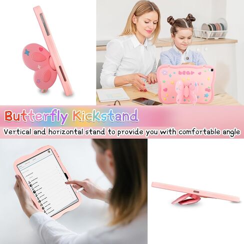 حافظة لجهاز iPad الجيل العاشر 10.9 بوصة 2022 مع واقي شاشة وحزام كتف ومسند نحل العسل للأطفال والبنات غطاء حماية كامل للجسم من السيليكون الناعم اللطيف لجهاز iPad 10 Gen وردي in Kuwait