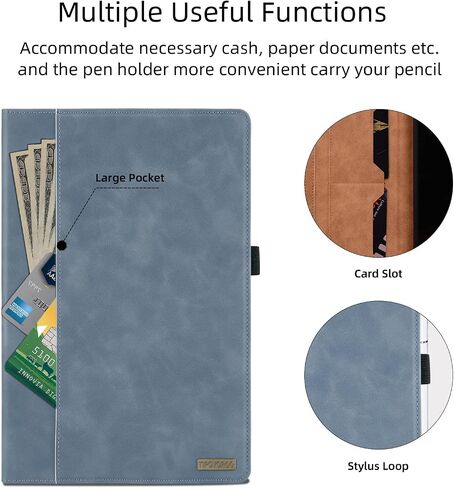 Case for Samsung Galaxy Tab A 10.1 2019 (SM-T510/T515) Multi-Angle Viewing Smart Cover with Pocket, Business PU Leather with Card Slot for Galaxy Tab A 10.1 Inch 2019 Tablet, Black in Saudi Arabia