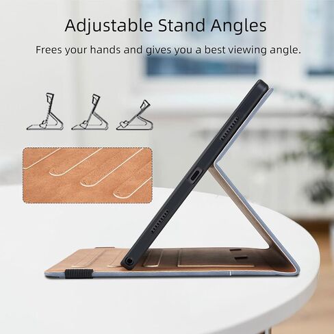 Case for Samsung Galaxy Tab A 10.1 2019 (SM-T510/T515) Multi-Angle Viewing Smart Cover with Pocket, Business PU Leather with Card Slot for Galaxy Tab A 10.1 Inch 2019 Tablet, Black in Saudi Arabia