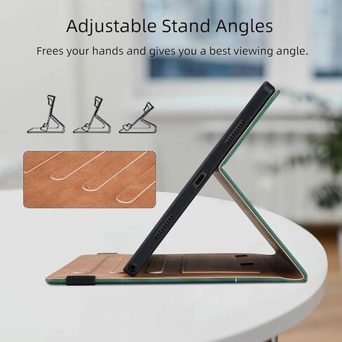 Case for Samsung Galaxy Tab A 10.1 2019 (SM-T510/T515) Multi-Angle Viewing Smart Cover with Pocket, Business PU Leather with Card Slot for Galaxy Tab A 10.1 Inch 2019 Tablet, Black in Saudi Arabia