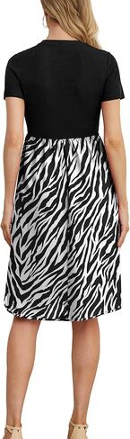 فساتين جريسيريل النسائية غير الرسمية 2024 الكنيسة قصيرة الأكمام مضلع المعلم ملابس العمل المتواضعة فستان ميدي مع جيوب in Kuwait