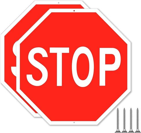 Taiyin 2 Pcs Stop Sign 24 x 24 Inches Reflective Street Road Signs Octagon Aluminum Street Signs for Outdoor Traffic Parking Warning Driveway, Weather Resistant and UV Protected Waterproof in Saudi Arabia
