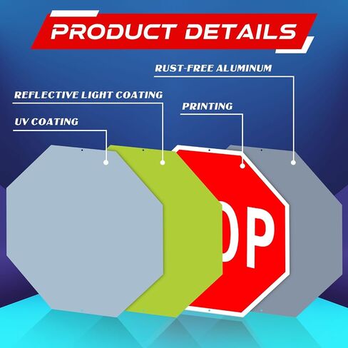 Taiyin 2 Pcs Stop Sign 24 x 24 Inches Reflective Street Road Signs Octagon Aluminum Street Signs for Outdoor Traffic Parking Warning Driveway, Weather Resistant and UV Protected Waterproof in Saudi Arabia