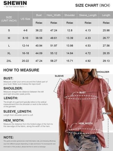 SHEWIN Women's Summer Tops Dressy Casual Crewneck Hollow Out Lace Embroidered Ruffle Short Sleeve Blouses Tshirts in Saudi Arabia