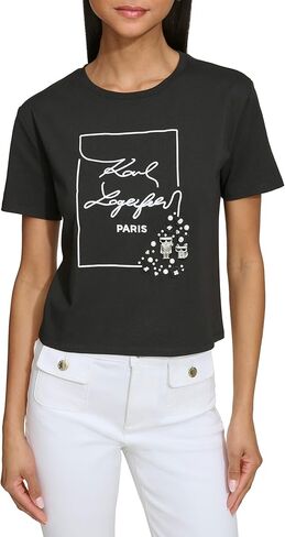 توب قصير مزين بشعار الماركة للنساء من كارل لاغرفيلد باريس in Kuwait