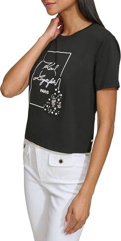 توب قصير مزين بشعار الماركة للنساء من كارل لاغرفيلد باريس in Kuwait