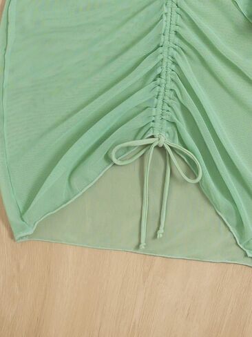 Women's 3 Piece Swimsuits Triangle Halter Bikini Set Drawstring Tie Side Bathing Suits with Cover Up in Saudi Arabia