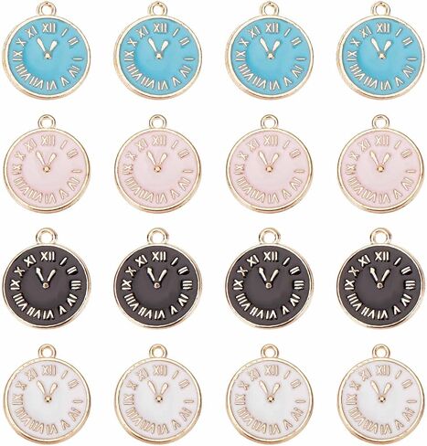 SUNNYCLUE 1 Box 40Pcs Clock Face Charms Black Enamel Charms Flat Round Metal Charm Time Clock Charm Small Flatback Alloy Charms for Jewelry Making Charm Necklace Earrings DIY Craft Nail Art Decor in Saudi Arabia