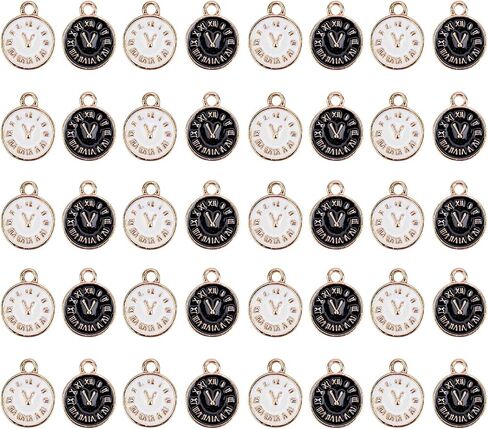 SUNNYCLUE 1 Box 40Pcs Clock Face Charms Black Enamel Charms Flat Round Metal Charm Time Clock Charm Small Flatback Alloy Charms for Jewelry Making Charm Necklace Earrings DIY Craft Nail Art Decor in Saudi Arabia
