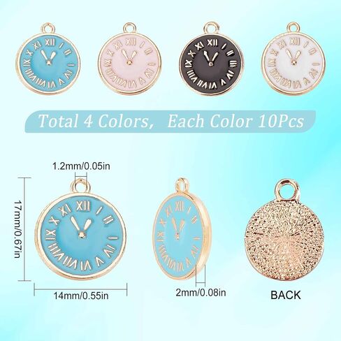 SUNNYCLUE 1 Box 40Pcs Clock Face Charms Black Enamel Charms Flat Round Metal Charm Time Clock Charm Small Flatback Alloy Charms for Jewelry Making Charm Necklace Earrings DIY Craft Nail Art Decor in Saudi Arabia