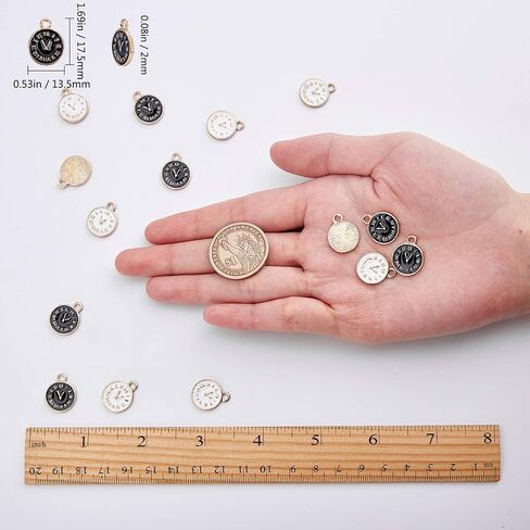 SUNNYCLUE 1 Box 40Pcs Clock Face Charms Black Enamel Charms Flat Round Metal Charm Time Clock Charm Small Flatback Alloy Charms for Jewelry Making Charm Necklace Earrings DIY Craft Nail Art Decor in Saudi Arabia
