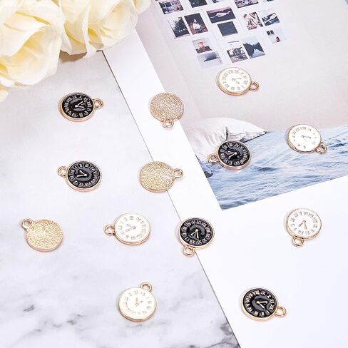 SUNNYCLUE 1 Box 40Pcs Clock Face Charms Black Enamel Charms Flat Round Metal Charm Time Clock Charm Small Flatback Alloy Charms for Jewelry Making Charm Necklace Earrings DIY Craft Nail Art Decor in Saudi Arabia