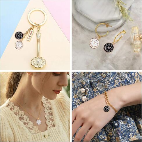 SUNNYCLUE 1 Box 40Pcs Clock Face Charms Black Enamel Charms Flat Round Metal Charm Time Clock Charm Small Flatback Alloy Charms for Jewelry Making Charm Necklace Earrings DIY Craft Nail Art Decor in Saudi Arabia