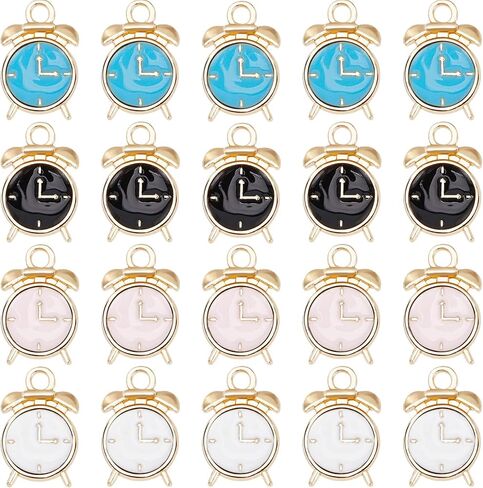 SUNNYCLUE 1 Box 40Pcs Clock Face Charms Black Enamel Charms Flat Round Metal Charm Time Clock Charm Small Flatback Alloy Charms for Jewelry Making Charm Necklace Earrings DIY Craft Nail Art Decor in Saudi Arabia