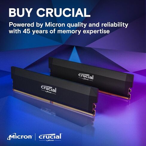 مجموعة ذاكرة الوصول العشوائي Crucial Pro DDR5 بسعة 32 جيجابايت (2 × 16 جيجابايت) CL36 6000 ميجاهرتز، وذاكرة ألعاب سطح المكتب لرفع تردد التشغيل، ومتوافقة مع Intel XMP 3.0 وAMD Expo - أبيض CP2K16G60C36U5W in Kuwait