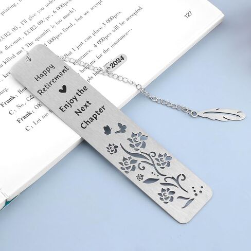 Book Lovers Gifts for Women Teacher Retirement Gifts for Women Men Gifts for Book Lovers Men Happy Retirement Enjoy The Next Chapter Bookish Gifts for Women Men(Color:Silver) in Saudi Arabia