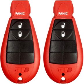 2 New Red Keyless Entry 3 Button Remote Key Fob Fobik Shell / CASE M3N5WY783X IYZC01C for Chrysler Town Country Dodge Challenger Charger Durango Grand Caravan (No Electronics or Chip Inside)