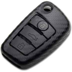 TANGSEN Flip Key Fob Case Personalized 3D Carbon Fiber Emboss ABS Plastic Protective Cover for Audi A1 A3 A4 A5 A6 A8 Q3 Q5 Q7 R8 RS4 S3 S4 S5 S6 S8 TT Quattro 3 4 Button Keyless Entry Remote