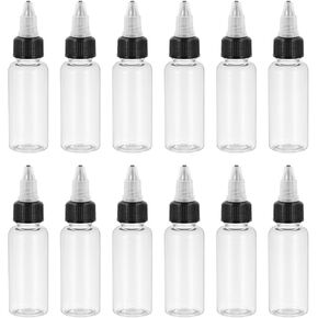 PATIKIL 4oz(120ml) Plastic Dispensing Bottle, 12Pcs Squeeze Empty Bottles with Black Twist Cap for Liquids, Inks, Oils, Sauces, Arts and Crafts, Transparent