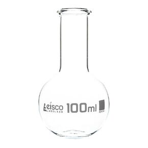 EISCO Boiling Flask, 100ml - Borosilicate Glass - Flat Bottom, Narrow Neck