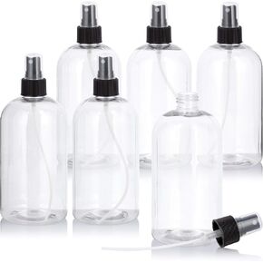 JUVITUS 16 oz / 500 ml Clear Plastic PET Boston Round Bottle with White Disc Cap (6 pack)