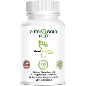 NutriGout Plus - Uric Acid Support Premium Formula - 60 Vegetarian Capsules - 750 mg per Capsule