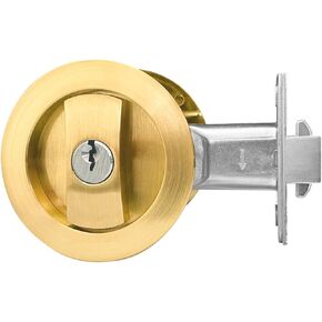 Round Pocket Door Lock with Keys - Recessed 2 Sided Handle Hardware for Privacy Barn Door and Sliding Door with Latch - Fits 1 3/8" to 2 3/16" Thickness Door (1 Pack, Sliver-Entry)