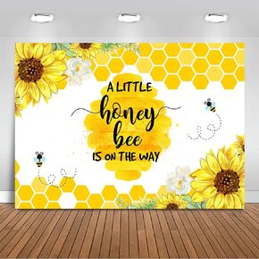 Mocsicka Bee Baby Shower Backdrop Honey Bee Themed Baby Shower Party Decoration A Sweet Little Honey Bee is on The Way Honeycomb Bumblebee Party BannerBackground (7x5ft (82x60 inch))