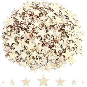 1000 PCS Wooden Stars for Crafts - 4 Sizes, Unfinished Wood Stars for DIY Projects, Perfect for Christmas Decorations and Craft Embellishments by GNIEMCKIN