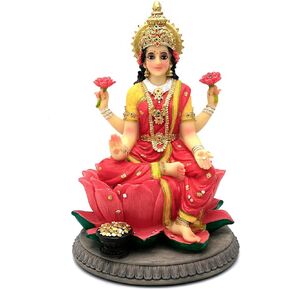 Indian Gift Goddess Laxmi Statue - 8.9"H Hindu Idol Lakshmi Sculpture Diwali Gift for Indian Pooja Item Decoration Indian Home Office Mandir Temple Altar Puja Housewarming Wedding
