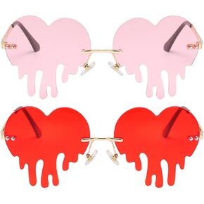 BOJOD Dripping Heart Shaped Sunglasses for Women Heart Glasses Trendy Sunglasses for Party