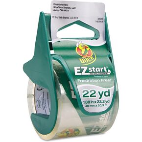 Duck Brand 393185 1.88 Inch by 22.2 Yard EZ Start Carton Sealing Tape with Dispenser, Clear
