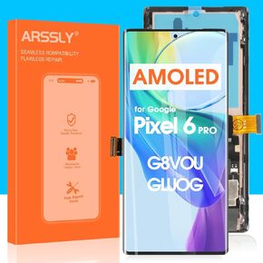 AMOLED for Google Pixel 6 Pro Screen Replacement, for Pixel 6 Pro G8VOU GLUOG Digitizer Touch Screen Full Assembly with Frame, Repair Parts(Not for Pixel 6)