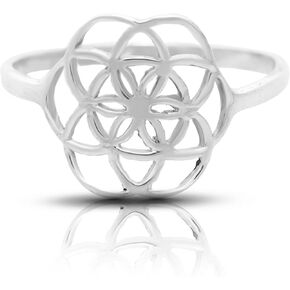 Seed of Life Ring - 925 Sterling Silver- Sacred Geometry Yoga Kabbalah Jewelry - US Size 5-10