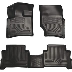 Husky Liners Weatherbeater Floor Mats | Fits 2007 - 2015 Audi Q7 | Front & 2nd Row, 3-pc Black - 96421