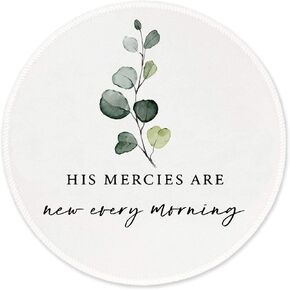 Bible Verse Watercolor His Mercies Are New Every Morning Mouse Pad 7.9 x 7.9 Inch,Art Non-Slip Rubber Base Mousepads For Home Office Dorm Desk Decor,Psychologist Mental Health Gifts for Men Women