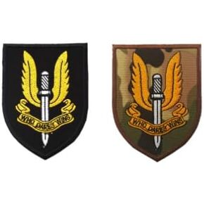 2pcs British SAS Special Air Service Embroidery Patch Military Patches Tactical Emblem Applique Embroidered Patch Badges Applique for Jeans Jackets Hats Jackets Vests