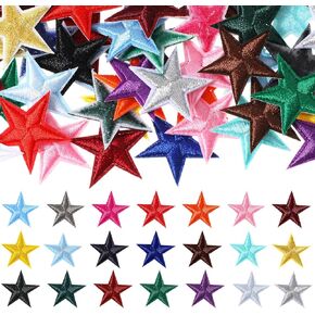 84Pcs Star Iron on Patches Easy Iron on/Sewing on Embroidered Applique Patches, 21Colors 1.2 in Fabric Star Patch Bulk for DIY Craft Backpack Bag Hat Jacket Clothing T-Shirt Decoration in Saudi Arabia