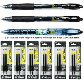 Pilot G2 07 Pen with Refills, 0.7mm Black Gel Ink, 9 Piece Assortment Pack