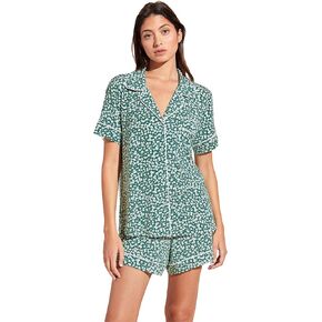 Eberjey Gisele Printed The Relaxed Short PJ Set for Women - Short Sleeves, All Over Polka Dots and Classic Folded Collar