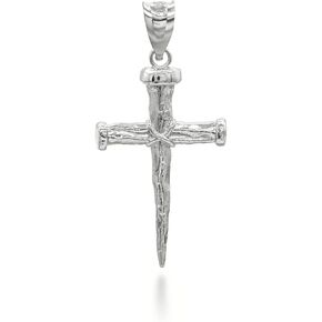 14K Yellow, White, or Rose Gold Nail Cross Christian Faith Pendant - Choice of Colors